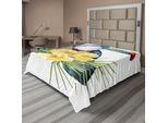 Abakuhaus Lenzuolo Tropicale Con Animali, Tucano Con Fiori Esotici Di Ibisco E Orchidea, Foglie Di Palma, Lenzuolo Morbido E Confortevole Per Un Letto Decorativo, 1 Pezzo 260 Cm X 228 Cm, Multicolore