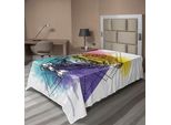 Abakuhaus Lenzuolo Con Disegno, Simpatico Scimmia Animale Con Sfondo Geometrico Artistico Acquerello, Morbido E Confortevole Lenzuolo Superiore Per Un Letto Decorativo 1 Pezzo 260 Cm X 168 Cm, Multicolore