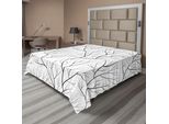 Abakuhaus Lenzuolo Invernale, Albero Invernale Senza Foglie, Tema Naturale, Motivo Con Rami Delicati, Stile Giapponese, Lenzuolo Morbido E Confortevole Per Un Letto Decorativo, 1 Pezzo, 275 Cm X 260 Cm, Bianco E Nero