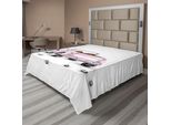 Abakuhaus Lenzuolo Per Auto, Tema Matrimonio, Tetto A Forma Di Cuore, Amore Per Le Coppie, Stampa Matrimoniale, Lenzuolo Morbido E Confortevole Per Un Letto Decorativo, 1 Pezzo, 244 Cm X 205 Cm, Bianco E Rosa