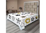 Abakuhaus Lenzuolo Star, Dolce Sedicenne Disegnato A Mano Arte Colorata Rock Punk Sotto Il Design Della Camera Dei Ragazzi, Morbido E Comodo Lenzuolo Superiore Per Un Letto Decorativo 1 Pezzo 244 Cm X 205 Cm, Giallo Bianco