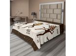 Abakuhaus Lenzuolo Primitivo, Caricatura Danza, Maschere Africane Rituali Preistorici Stampa, Lenzuolo Morbido E Confortevole Per Un Letto Decorativo 1 Pezzo 266 Cm X 260 Cm, Verde Militare Giallo