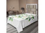 Abakuhaus Lenzuolo Libellula, Foglie Con Piccole Libellule E Gelsomino Botanico Illustrazione Botanica, Lenzuolo Superiore Morbido E Confortevole Per Un Letto Decorativo 1 Pezzo 260 Cm X 168 Cm, Verde Bianco