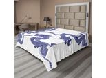 Abakuhaus Lenzuolo Con Drago, Drago Indigeno Giapponese Su Sfondo Bianco, Leggenda Creativa, Mito Asiatico Stampato, Lenzuolo Morbido E Confortevole Per Un Letto Decorativo, 1 Pezzo, 260 Cm X 228 Cm, Blu
