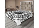 Abakuhaus Lenzuolo Ying Yang, Motivi Floreali Decorativi In Stile Ornato, Stampa Orientale Ispiratrice, Lenzuolo Morbido E Confortevole Per Un Letto Decorativo, 1 Pezzo, 244 Cm X 205 Cm, Bianco E Nero