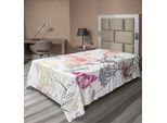 Abakuhaus Lenzuolo Libellula, Disegno Floreale Ibisco Decorazione Falena Libellula Creatura Simbolica Della Trasformazione, Lenzuolo Morbido E Confortevole Per Un Letto Decorativo 1 Pezzo 190 Cm X 100 Cm, Multicolore