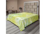 Abakuhaus Lenzuolo Con Libellule, Sagome Di Libellule Su Sfondo Rotondo Con Stampa Etnica Mandala Ispirata Ai Cerchi, Lenzuolo Morbido E Confortevole Per Un Letto Decorativo 1 Pezzo 260 Cm X 228 Cm, Verde Bianco