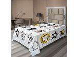 Abakuhaus Lenzuolo Star, Dolce Sedicenne Disegnato A Mano Arte Colorata Rock Punk Sotto Il Design Della Camera Dei Ragazzi, Morbido E Comodo Lenzuolo Superiore Per Un Letto Decorativo 1 Pezzo 190 Cm X 100 Cm, Giallo Bianco