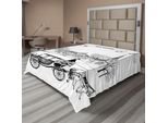 Abakuhaus Sketch Lenzuolo, Vecchia Scena Di Strada Carro Cavallo Anni Venti Tema Storico, Morbido E Confortevole Lenzuolo Superiore Per Un Letto Decorativo 1 Pezzo 275 Cm X 260 Cm, Bianco Nero