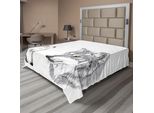 Abakuhaus Lenzuolo Con Disegno, Due Ritratti Di Lupi, Tema Sonno, Caccia, Carnivori, Natura, Natura Selvaggia, Lenzuolo Morbido E Confortevole Per Un Letto Decorativo, 1 Pezzo, 266 Cm X 260 Cm, Beige, Grigio, Arancione