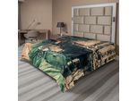 Abakuhaus Lenzuolo Americano, Panorama Delle Strade Di New York City, Statua Della Libertà, Bandiere Degli Stati Uniti, Torcia Della Libertà, Lenzuolo Morbido E Confortevole Per Un Letto Decorativo, 1 Pezzo, 244 Cm X 205 Cm, Rosso Grigio
