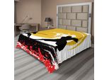 Abakuhaus Lenzuolo Giapponese, Stile Acquerello Silhouette Ninja Luce Della Luna Battaglia Medievale, Lenzuolo Morbido E Confortevole Per Un Letto Decorativo 1 Pezzo 244 Cm X 205 Cm, Senape Vermiglio