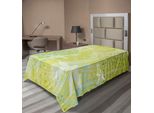 Abakuhaus Lenzuolo Con Libellule, Sagome Di Libellule Su Sfondo Rotondo Con Stampa Etnica Mandala Ispirata Ai Cerchi, Lenzuolo Morbido E Confortevole Per Un Letto Decorativo 1 Pezzo 260 Cm X 168 Cm, Verde Bianco