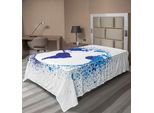 Abakuhaus Lenzuolo Grunge, Mappamondo Con Schizzi Di Inchiostro, Colori Spruzzati Su Tutti I Continenti Del Mondo, Lenzuolo Morbido E Confortevole Per Un Letto Decorativo, 1 Pezzo, 260 Cm X 168 Cm, Blu E Bianco