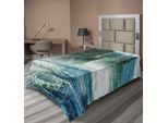 Abakuhaus Lenzuolo Yellowstone, Nebbia Sul Fiume Yellowstone Alberi Alpini Dalla Banca Wilderness Waterscape Immagine, Morbido E Confortevole Lenzuolo Superiore Per Un Letto Decorativo 1 Pezzo 190 Cm X 100 Cm, Verde Blu