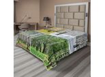 Abakuhaus Lenzuolo Paesaggio, Treno Nella Foresta Di Betulle, Giungla In Autunno, Inverno, Primavera, Estate, Lenzuolo Morbido E Confortevole Per Un Letto Decorativo, 1 Pezzo, 260 Cm X 228 Cm, Verde E Bianco