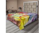 Abakuhaus Lenzuolo Psichedelico, Funghi Acquerellati In Stile Grunge, Disegno Colorato Con Motivi Naturali, Lenzuolo Morbido E Confortevole Per Un Letto Decorativo, 1 Pezzo, 266 Cm X 260 Cm, Multicolore