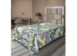 Abakuhaus Lenzuolo Mandala, Mandala Floreale Decorativo Vintage Fiori Foglie Tema Giardino, Morbido E Confortevole Lenzuolo Superiore Per Un Letto Decorativo 1 Pezzo 190 Cm X 100 Cm, Giallo / Blu