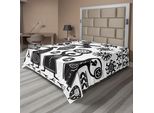 Abakuhaus Lenzuolo Primitivo, Figura Danzante Di Sciamano Aquila Sole Serpente, Stampa A Tema Tribale Preistorico, Lenzuolo Morbido E Confortevole Per Un Letto Decorativo, 1 Pezzo 275 Cm X 260 Cm, Bianco Nero