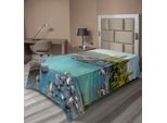 Abakuhaus Lenzuolo, Paesaggio Pastorale Primaverile, Tema Paesaggio Provinciale, Spiaggia, Lenzuolo Morbido E Confortevole Per Un Letto Decorativo, 1 Pezzo, 260 Cm X 168 Cm, Blu Grigio
