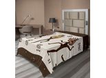 Abakuhaus Lenzuolo Primitivo, Caricatura Danzante, Maschere Africane Rituali Preistorici Stampa, Lenzuolo Morbido E Confortevole Per Un Letto Decorativo 1 Pezzo 260 Cm X 168 Cm, Verde Militare Giallo