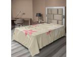 Abakuhaus Lenzuolo Libellula, Sfondo Floreale Con Libellule Intrecciate, Stampa Vintage Con Foglie E Boccioli, Lenzuolo Morbido E Confortevole Per Un Letto Decorativo, 1 Pezzo 260 Cm X 168 Cm, Marrone Chiaro