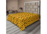Abakuhaus Lenzuolo Tribale, Silhouette Di Donne Africane Che Suonano Strumenti Musicali, Stampa, Lenzuolo Morbido E Confortevole Per Un Letto Decorativo, 1 Pezzo, 266 Cm X 260 Cm, Giallo E Nero
