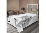 Abakuhaus Lenzuolo Con Disegno, Due Ritratti Di Lupi, Tema Sonno, Caccia, Carnivori, Natura, Natura Selvaggia, Lenzuolo Morbido E Confortevole Per Un Letto Decorativo, 1 Pezzo, 190 Cm X 100 Cm, Beige, Grigio, Arancione