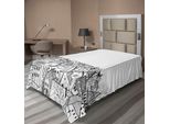 Abakuhaus Vista Della Città Lenzuolo, Disegno Tipo Tetti Vista Città Zona Residenziale Stile Di Vita Urbano, Morbido E Confortevole Lenzuolo Superiore Per Un Letto Decorativo 1 Pezzo 260 Cm X 168 Cm, Bianco Nero