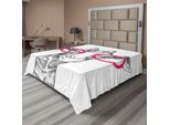 Abakuhaus Lenzuolo Divertente, Simpatico Animale Hippie Stile Retrò Moda Rotondo Vetro Estate Amore Disegnato A Mano, Morbido E Confortevole Lenzuolo Superiore Per Un Letto Decorativo 1 Pezzo 275 Cm X 260 Cm, Bianco Rosa