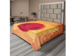 Abakuhaus Lenzuolo Giapponese, Guerrieri Ninja Al Tramonto Tra Templi Fioriti, Tema Battaglia Spirituale, Lenzuolo Morbido E Confortevole Per Un Letto Decorativo, 1 Pezzo 275 Cm X 260 Cm, Senape E Viola