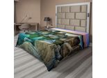 Abakuhaus Lenzuolo, Varie Dimensioni Rocce Condensate Nel Fiume Al Tramonto, Quando Le Luci Si Spengono Tema Marino, Lenzuolo Morbido E Confortevole Per Un Letto Decorativo 1 Pezzo 275 Cm X 260 Cm, Grigio Verde