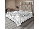 Abakuhaus Lenzuolo Zodiacale, Viso Del Segno Zodiacale Leone Con Fiori Tra I Capelli, Tema Dell'oroscopo Del Re Della Foresta, Lenzuolo Morbido E Confortevole Per Un Letto Decorativo, 1 Pezzo, 275 Cm X 260 Cm, Bianco E Nero.