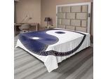 Abakuhaus Lenzuolo Ying Yang, Figura Spirituale Asiatica Yin Yang Intagliata In Stile Jeans Harmony And Balance Pair, Morbido E Confortevole Lenzuolo Superiore Per Un Letto Decorativo 1 Pezzo 260 Cm X 228 Cm, Bianco E Blu