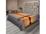 Abakuhaus Lenzuolo, Silhouette Di Un Singolo Albero [Su Un Tranquillo Lago Stampa Luminosa, Lenzuolo Morbido E Confortevole Per Un Letto Decorativo 1 Pezzo 266 Cm X 260 Cm, Arancione Blu