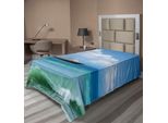Abakuhaus Lenzuolo Nautico, Motivo Tematico Nave Nel Mondo Acquatico Con Nuvole, Paesaggio Diurno, Lenzuolo Morbido E Confortevole Per Un Letto Decorativo, 1 Pezzo, 190 Cm X 100 Cm, Blu