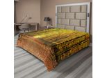 Abakuhaus Lenzuolo, Motivo Bosco Autunnale Con Foglie Sfiorite, Scena Romantica E Suggestiva, Lenzuolo Morbido E Confortevole Per Un Letto Decorativo, 1 Pezzo, 275 Cm X 260 Cm, Giallo Marrone