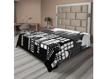 Abakuhaus Lenzuolo Americano, Icone Nazionali Statua Della Libertà Grattacieli Motivo Architettonico, Lenzuolo Morbido E Confortevole Per Un Letto Decorativo 1 Pezzo 260 Cm X 228 Cm, Nero