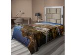 Abakuhaus Yosemite Lenzuolo, Riflesso Del Lago E Delle Montagne Sull'acqua Tramonto Vista Serale Immagine, Morbido E Confortevole Lenzuolo Superiore Per Un Letto Decorativo 1 Pezzo 190 Cm X 100 Cm, Marrone
