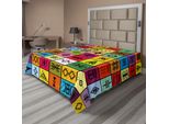 Abakuhaus Lenzuolo Primitivo, Collage Di Elementi Etnici Africani In Quadrati Colorati Stampati, Lenzuolo Morbido E Confortevole Per Un Letto Decorativo 1 Pezzo 266 Cm X 260 Cm, Multicolore