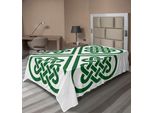 Abakuhaus Lenzuolo Celtico, Monocromatico A Forma Di Quadrifoglio, Autentico E Intramontabile Stile Celtico, Morbido E Confortevole Lenzuolo Superiore Per Un Letto Decorativo, 1 Pezzo 260 Cm X 168 Cm, Verde Bianco