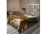 Abakuhaus Lenzuolo Yosemite, Riflessi Degli Alberi Sul Fiume Merced Yosemite Valley National Park California In Autunno, Lenzuolo Morbido E Confortevole Per Un Letto Decorativo 1 Pezzo 190 Cm X 100 Cm, Verde
