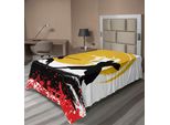 Abakuhaus Lenzuolo Giapponese, Stile Acquerello Silhouette Ninja Luce Della Luna Battaglia Medievale, Lenzuolo Morbido E Confortevole Per Un Letto Decorativo 1 Pezzo 190 Cm X 100 Cm, Senape Vermiglio