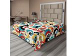 Abakuhaus Lenzuolo Psichedelico, Motivo Circolare Retrò, Disegno Evil Eyes, Disegno Techno Trance, Stampa Artistica, Lenzuolo Morbido E Confortevole Per Un Letto Decorativo, 1 Pezzo, 266 Cm X 260 Cm, Multicolore