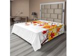 Abakuhaus Lenzuolo, Immagine Di Foglie Di Acero Canadese In Autunno Con Morbidi Effetti Riflettenti, Lenzuolo Superiore Morbido E Confortevole Per Un Letto Decorativo 1 Pezzo 266 Cm X 260 Cm, Arancione Bianco