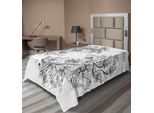 Abakuhaus Lenzuolo Zodiacale, Immagini Floreali Segno Dei Pesci Casa Dell'elemento Acqua Sensibilità Segno Planetario, Lenzuolo Morbido E Confortevole Per Un Letto Decorativo 1 Pezzo 260 Cm X 168 Cm, Bianco Nero