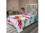 Abakuhaus Lenzuolo Libellula, Libellule Moderne E Motivi Floreali Foglia Di Ortensia Fuochi D'artificio Arte Colorata, Morbido E Confortevole Lenzuolo Superiore Per Un Letto Decorativo 1 Pezzo 190 Cm X 100 Cm, Multicolore