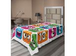 Abakuhaus Lenzuolo Divertente, Stile Cartone Animato Digitale Per Bambini, Stampa Con Faccine Sorridenti, Mostri, Avatar, Lenzuolo Morbido E Confortevole Per Un Letto Decorativo, 1 Pezzo, 260 Cm X 168 Cm, Multicolore