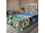 Abakuhaus Lenzuolo, Foto Aerea Di Un Universo Fenomenale Del Lago Tropicale, Stampa Artistica Mondiale, Lenzuolo Morbido E Confortevole Per Un Letto Decorativo, 1 Pezzo, 260 Cm X 168 Cm, Blu Grigio
