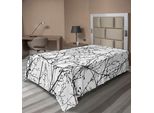 Abakuhaus Lenzuolo Naturale, Rami Con Gemme Springtime Woodland Countryside Design Monocromatico Naturale, Lenzuolo Superiore Morbido E Confortevole Per Un Letto Decorativo 1 Pezzo 260 Cm X 168 Cm, Bianco Nero